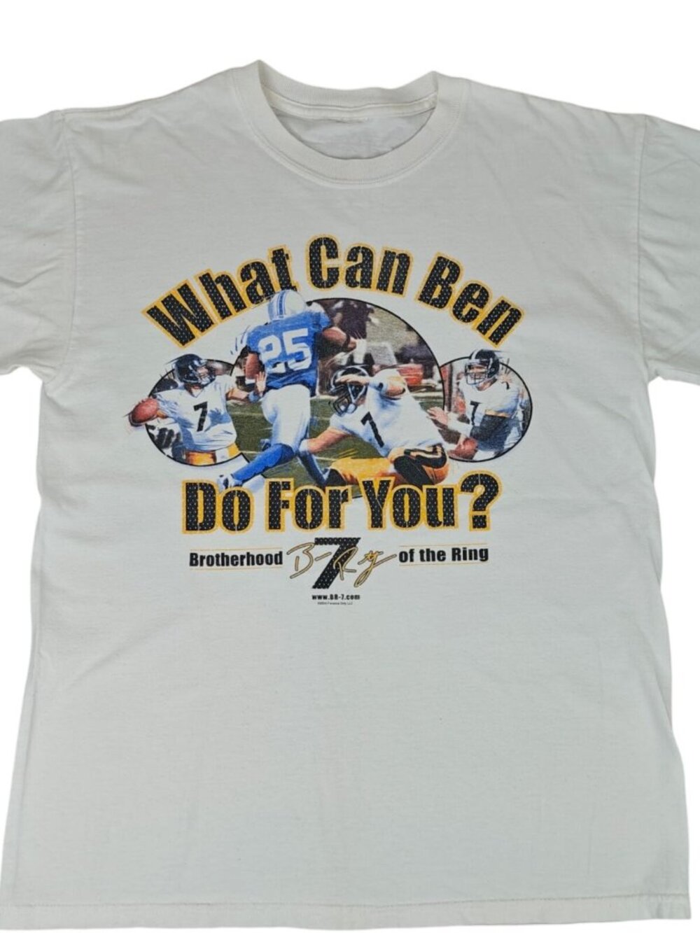 Vintage Ben Roethlisberger Men's Graphic T-shirt Size L White Cotton NFL